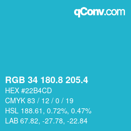 カラーコード: RGB 34 180.8 205.4 | qconv.com
