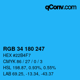 カラーコード: RGB 34 180 247 | qconv.com