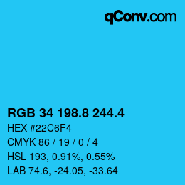 カラーコード: RGB 34 198.8 244.4 | qconv.com