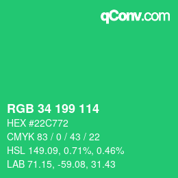 Color code: RGB 34 199 114 | qconv.com