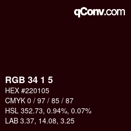 Color code: RGB 34 1 5 | qconv.com