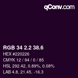 カラーコード: RGB 34 2.2 38.6 | qconv.com