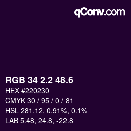 カラーコード: RGB 34 2.2 48.6 | qconv.com