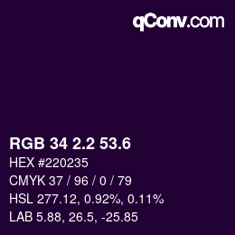 カラーコード: RGB 34 2.2 53.6 | qconv.com