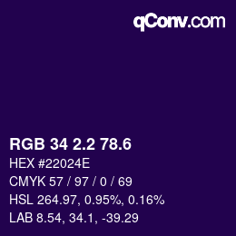 カラーコード: RGB 34 2.2 78.6 | qconv.com