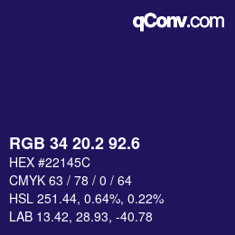 カラーコード: RGB 34 20.2 92.6 | qconv.com