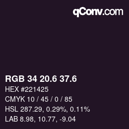 カラーコード: RGB 34 20.6 37.6 | qconv.com