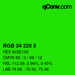 Color code: RGB 34 225 5 | qconv.com