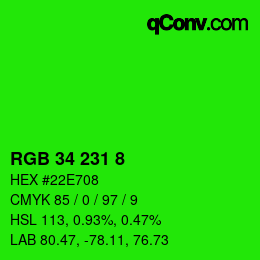 Color code: RGB 34 231 8 | qconv.com