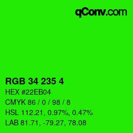 Color code: RGB 34 235 4 | qconv.com