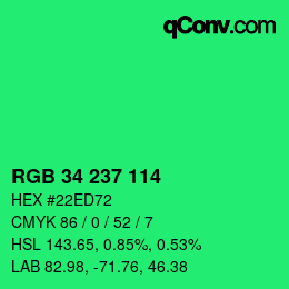 Color code: RGB 34 237 114 | qconv.com