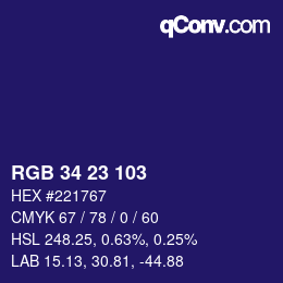 Color code: RGB 34 23 103 | qconv.com