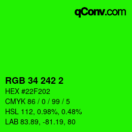 Color code: RGB 34 242 2 | qconv.com