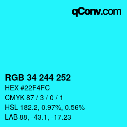 Color code: RGB 34 244 252 | qconv.com
