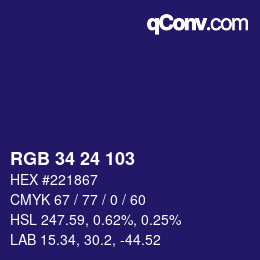カラーコード: RGB 34 24 103 | qconv.com