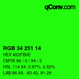 Color code: RGB 34 251 14 | qconv.com