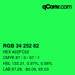 Farbcode: RGB 34 252 82 | qconv.com