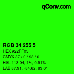 Color code: RGB 34 255 5 | qconv.com