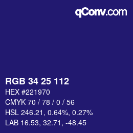 カラーコード: RGB 34 25 112 | qconv.com