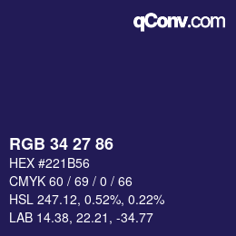 Color code: RGB 34 27 86 | qconv.com
