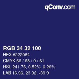 Color code: RGB 34 32 100 | qconv.com