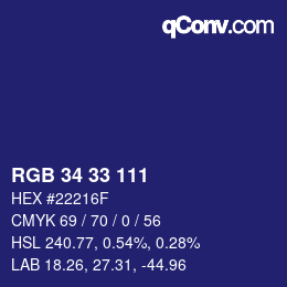Color code: RGB 34 33 111 | qconv.com