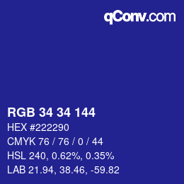 Color code: RGB 34 34 144 | qconv.com