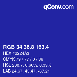 カラーコード: RGB 34 36.8 163.4 | qconv.com