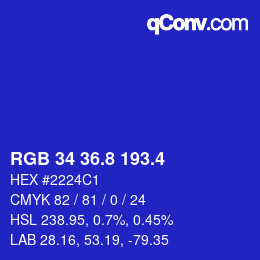 カラーコード: RGB 34 36.8 193.4 | qconv.com
