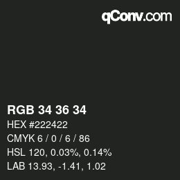 Color code: RGB 34 36 34 | qconv.com