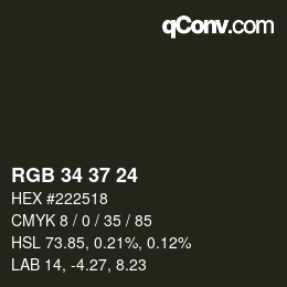 カラーコード: RGB 34 37 24 | qconv.com