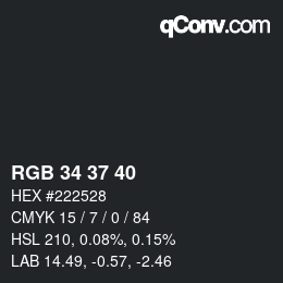 Color code: RGB 34 37 40 | qconv.com