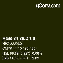 カラーコード: RGB 34 38.2 1.6 | qconv.com