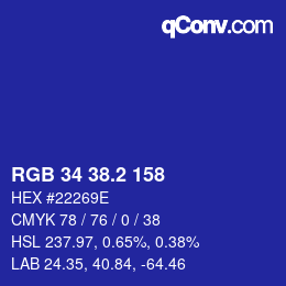 Color code: RGB 34 38.2 158 | qconv.com