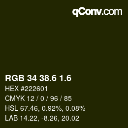 カラーコード: RGB 34 38.6 1.6 | qconv.com