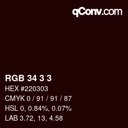 カラーコード: RGB 34 3 3 | qconv.com