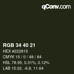 カラーコード: RGB 34 40 21 | qconv.com
