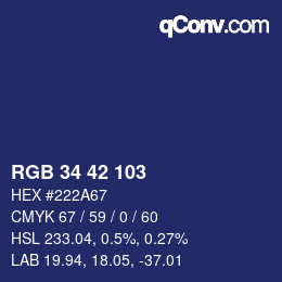 Color code: RGB 34 42 103 | qconv.com