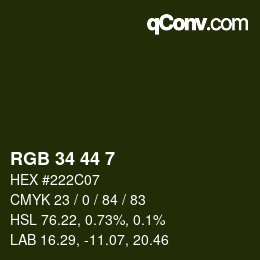 Color code: RGB 34 44 7 | qconv.com