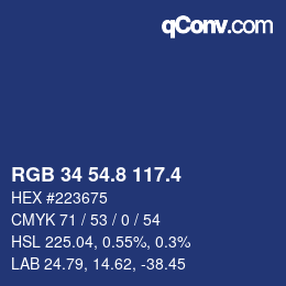 カラーコード: RGB 34 54.8 117.4 | qconv.com