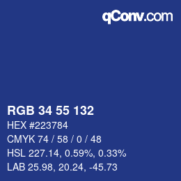 颜色代码: RGB 34 55 132 | qconv.com