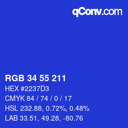 颜色代码: RGB 34 55 211 | qconv.com