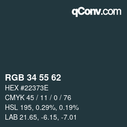 Color code: RGB 34 55 62 | qconv.com