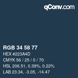 Color code: RGB 34 58 77 | qconv.com