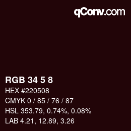 Color code: RGB 34 5 8 | qconv.com