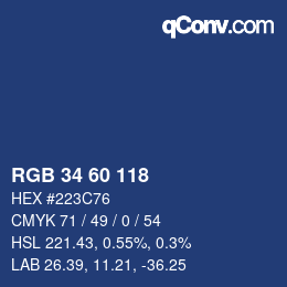 カラーコード: RGB 34 60 118 | qconv.com