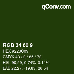カラーコード: RGB 34 60 9 | qconv.com
