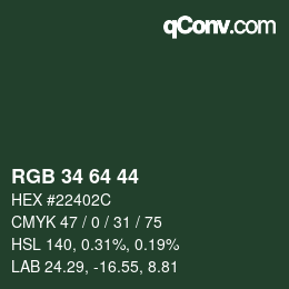 Color code: RGB 34 64 44 | qconv.com