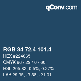 カラーコード: RGB 34 72.4 101.4 | qconv.com