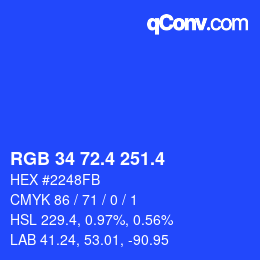 カラーコード: RGB 34 72.4 251.4 | qconv.com